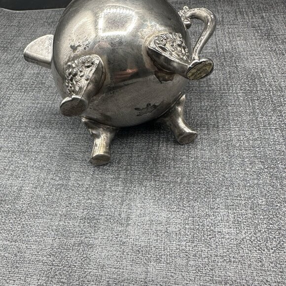 Vtg Creamer Silver-Plated Footed Hong Kong 2.9" Rococo Floral Feet Scroll Handle - Picture 5 of 9